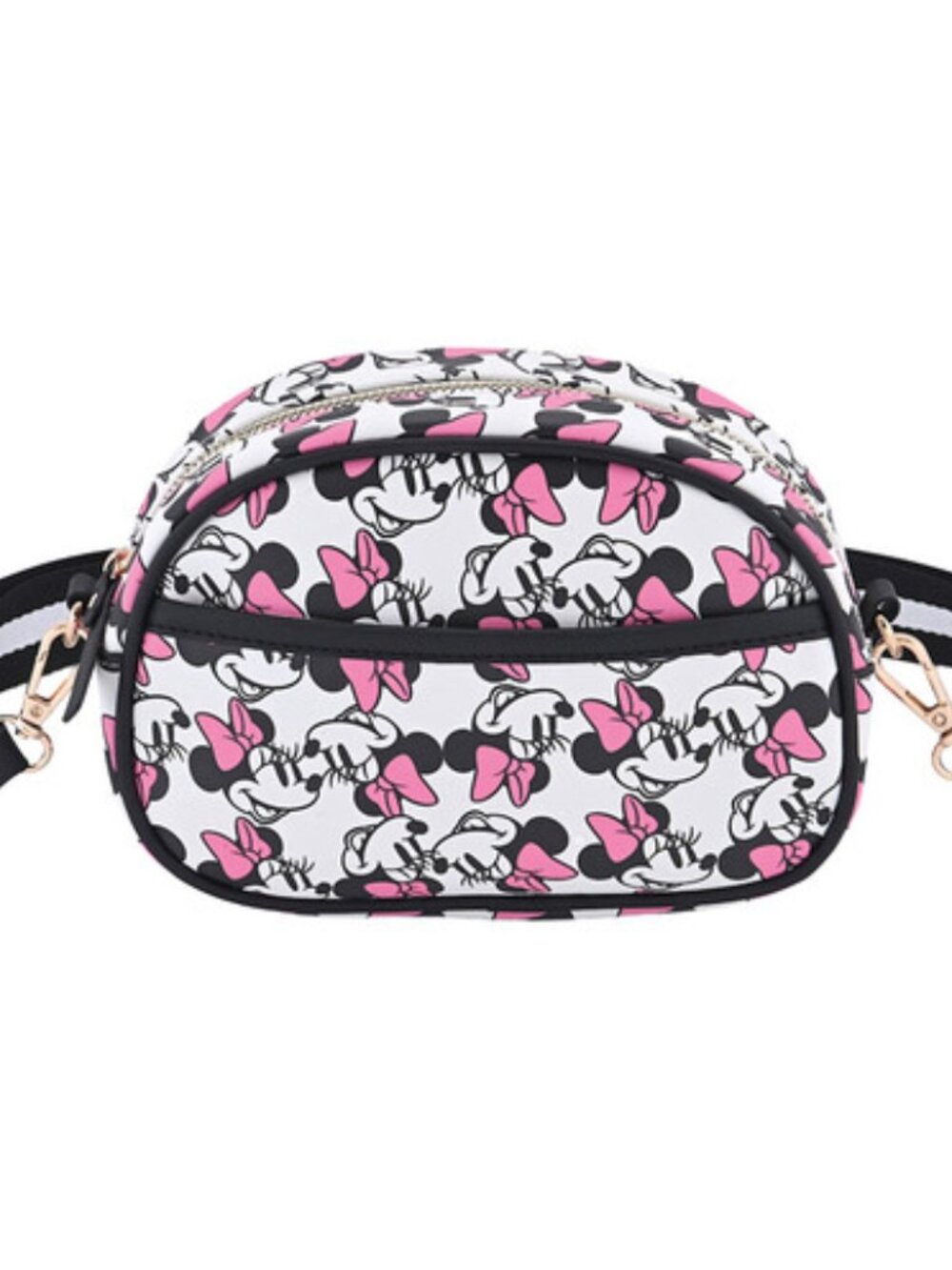Officially Licensed " Disney Minnie Mouse" Black White and Pink Crossbody Bag